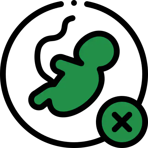 icon of child in the womb with an x next to it