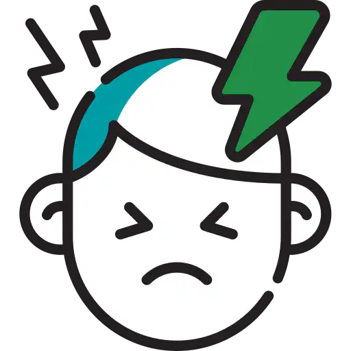 icon of a face in pain with lightning bolt
