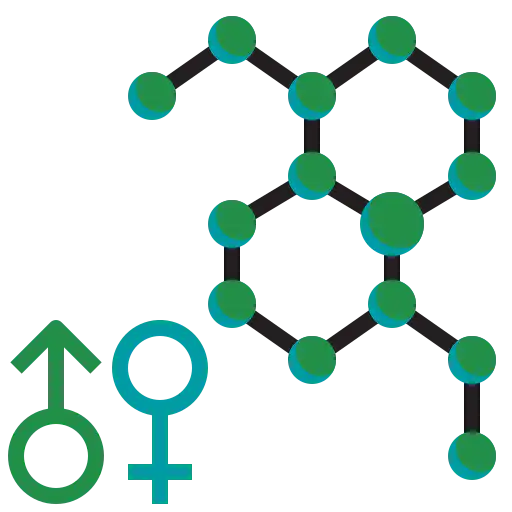 icon of man and woman symbols next to helix