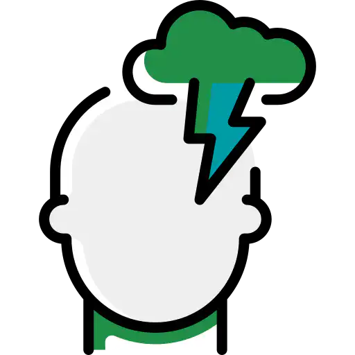 icon of a head with a storm cloud next to it